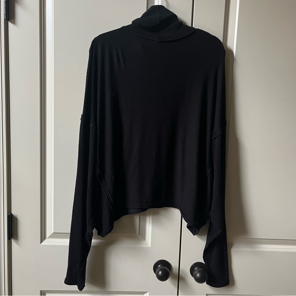 Free People We The Free Alameda Top S cowlneck Dolman Long Sleeve Black Ribbed - Picture 5 of 10